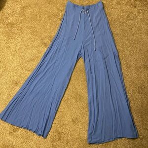 Blue palazzo pants with high slit, Size: S